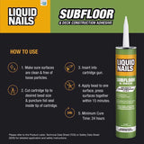 Liquid Nails Subfloor & Deck Synthetic Rubber Construction Adhesive 10 oz, Pack of 12