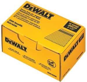 DEWALT DCA16250 Finish Nail, 2-1/2 in L, 16 ga, Steel, Galvanized, Brad Head, Smooth Shank