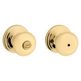 Kwikset Signature Series 730J 3 CP Privacy Lockset, 2-5/8 in H x 2-5/8 in W Dimensions, Polished Brass