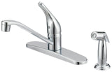 Boston Harbor FS610046CP Kitchen Faucet, 1.8 gpm, 1-Faucet Handle, 4-Faucet Hole, Metal/Plastic, Chrome, Deck Mounting
