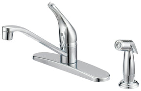 Boston Harbor FS610046CP Kitchen Faucet, 1.8 gpm, 1-Faucet Handle, 4-Faucet Hole, Metal/Plastic, Chrome, Deck Mounting