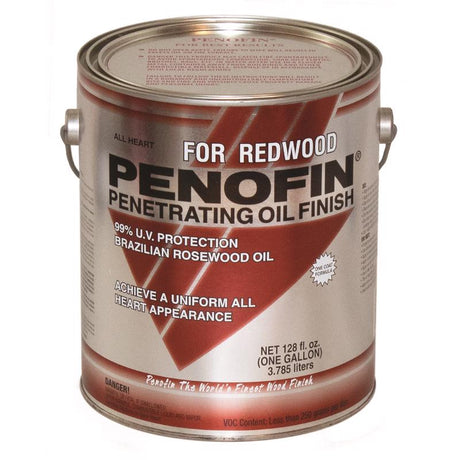 Penofin All Heart Transparent Matte Redwood Oil-Based Penetrating Wood Stain 1 gal, Pack of 4