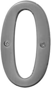 Hy-Ko BR-43SN, Prestige Series BR-43SN/0 House Number, Character: 0, 4 in H Character, Brass, Pack of 3