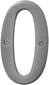 Hy-Ko BR-43SN, Prestige Series BR-43SN/0 House Number, Character: 0, 4 in H Character, Brass, Pack of 3
