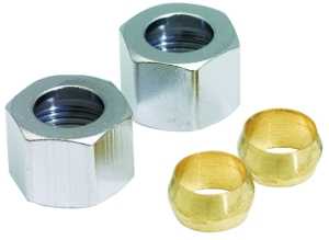 Plumb Pak PP81PC Nut, 3/8 in, Compression, Brass, Chrome-Plated