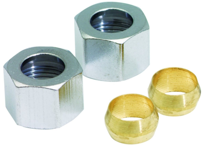 Plumb Pak PP81PC Nut, 3/8 in, Compression, Brass, Chrome-Plated