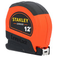 STANLEY LEVERLOCK STHT30813S Tape Measure, 12 ft L Blade, 1/2 in W Blade, Polymer Blade, ABS Case