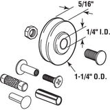 Prime-Line D 1796 Roller and Axle Kit, 1/4 in ID x 1-1/4 in OD Dia Roller, 5/16 in W Roller, Steel, 2-Roller