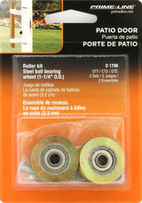 Prime-Line D 1796 Roller and Axle Kit, 1/4 in ID x 1-1/4 in OD Dia Roller, 5/16 in W Roller, Steel, 2-Roller