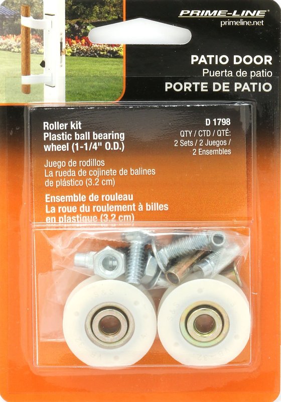 Prime-Line D 1798 Roller and Axle Kit, 1/4 in ID x 1-1/4 in OD Dia Roller, 5/16 in W Roller, Nylon/Steel