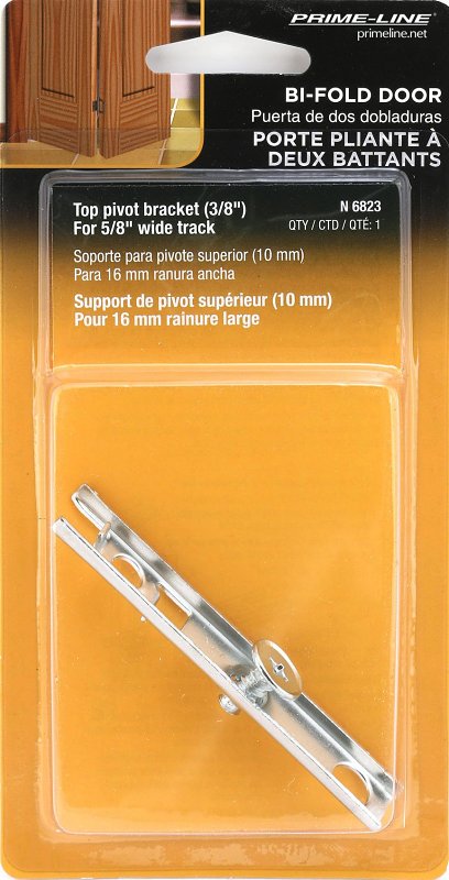 Prime-Line N 6823 Adjustable Bi-Fold Door Top Pivot Bracket, Steel, Silver, For: 5/8 in Wide Track