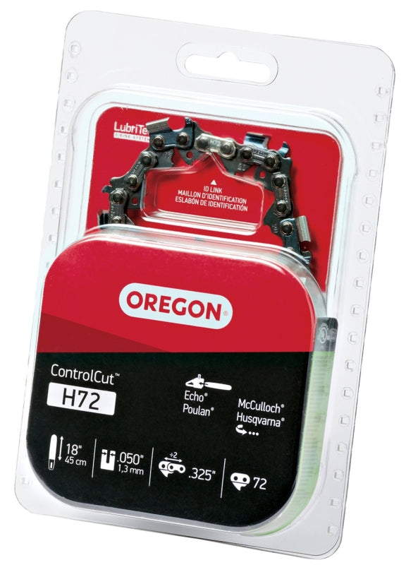 Oregon H72 Chainsaw Chain, 18 in L Bar, 0.05 in, 0.325 in TPI/Pitch, 72-Link