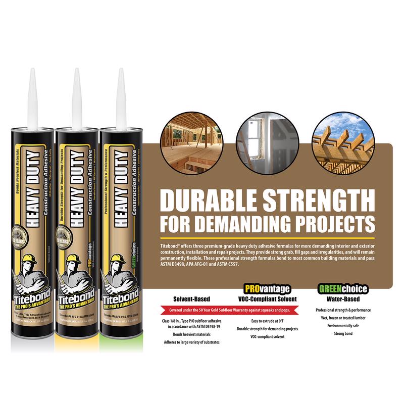 Titebond PROvantage Synthetic Polymer Construction Adhesive 10 oz, Pack of 12