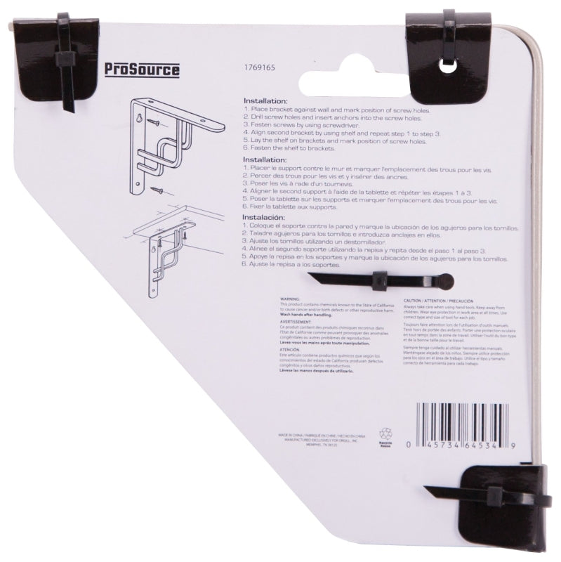 ProSource SB-025PS Contemporary and Decorative Shelf Bracket, 132 lb/Pair, 6-1/8 in L, 6-1/8 in H, Steel