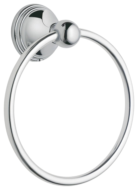Moen Preston Series DN8486CH Towel Ring, 6-1/4 in Dia Ring, 22 lb, Brass/Zinc, Polished Chrome, Screw