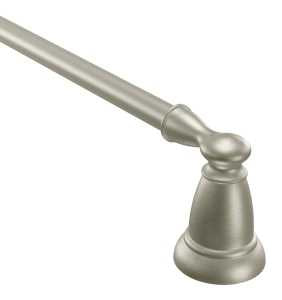 Moen Y2624BN Towel Bar, 3.1 in Projection, 26.02 in OAL, 3.1 in OAW, 24 in L Rod, Aluminum, Brushed Nickel, Surface