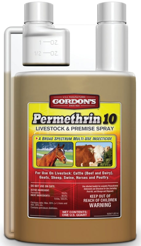 Gordon's 9291082 Livestock and Premise Spray, Liquid, Amber, Pungent, 1 qt, Pack of 12
