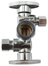 Plumb Pak K2904DHLF Dual Shut-Off Valve, 5/8 x 3/8 x 1/4 in Connection, Compression, 250 psi Pressure, Brass Body