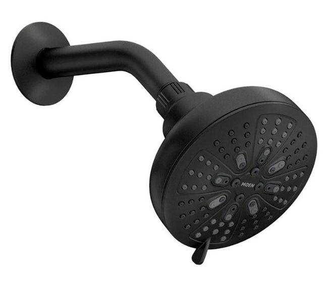 Moen Hydro Energetix 200W0BL Showerhead, Round, 1.75 gpm, 1/2 in Connection, IPS, 8-Spray Function, Matte Black