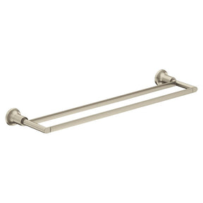 Moen Zyla Series Y1622BN Double Towel Bar, 24 in L Rod, Zinc, Brushed Nickel, Wall