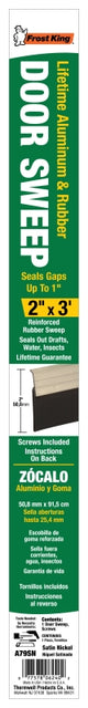 Frost King A79SN Door Sweep, 36 in L, 2 in W, Aluminum Flange, Rubber Insert