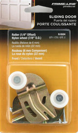 Prime-Line N 6504 Roller Assembly, 7/8 in Dia Roller, 1/4 in W Roller, Nylon/Steel, Brown, 1-Roller, 60 lb