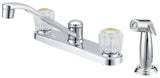 Boston Harbor F8F10041CP Kitchen Faucet, 1.8 gpm, 2-Handle, 4-Faucet Hole, Metal/Plastic, Chrome, Deck, Knob Handle