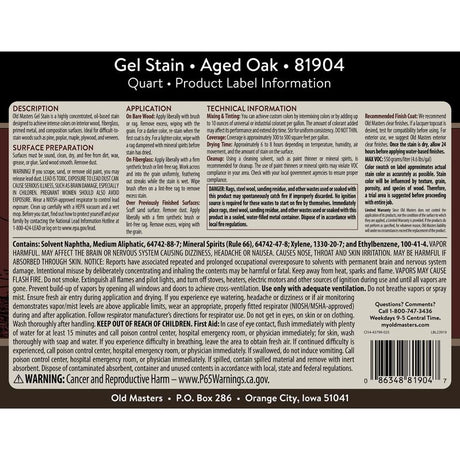 Old Masters Semi-Transparent Aged Oak Oil-Based Alkyd Gel Stain 1 qt