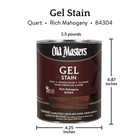 Old Masters Semi-Transparent Rich Mahogany Oil-Based Alkyd Gel Stain 1 qt