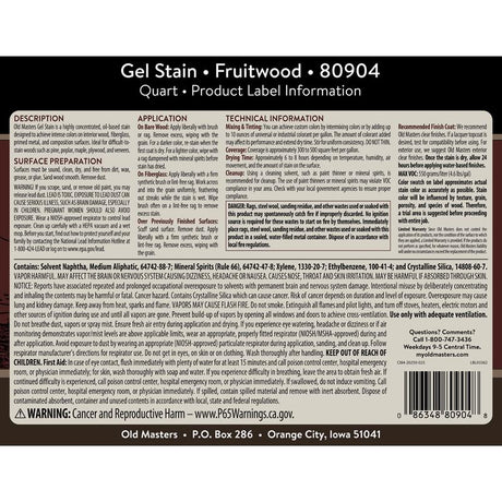 Old Masters Semi-Transparent Fruitwood Oil-Based Alkyd Gel Stain 1 qt