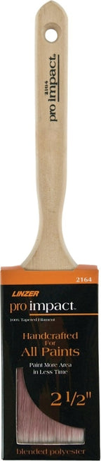 Linzer WC 2164-2.5 Paint Brush, 2-1/2 in W, Flat Brush, 2-3/4 in L Bristle, Polyester Bristle