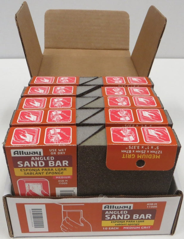ALLWAY ASB-M Sand Bar, 5 in L, 3-1/2 in W, Medium, Aluminum Oxide Abrasive, Pack of 10