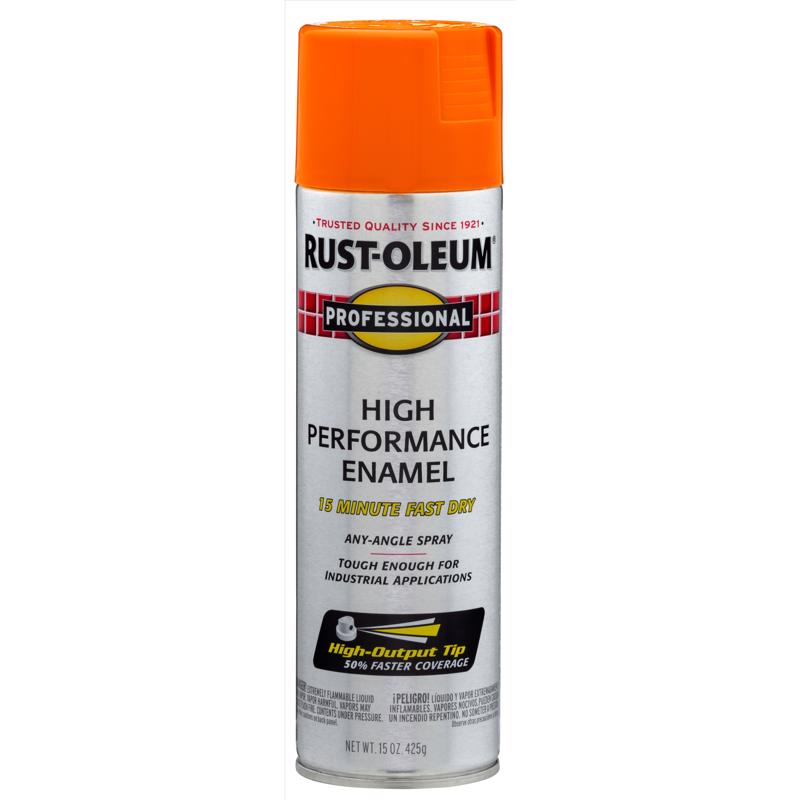 Rust-Oleum Professional Gloss Safety Orange Spray Paint 15 oz, Pack of 6