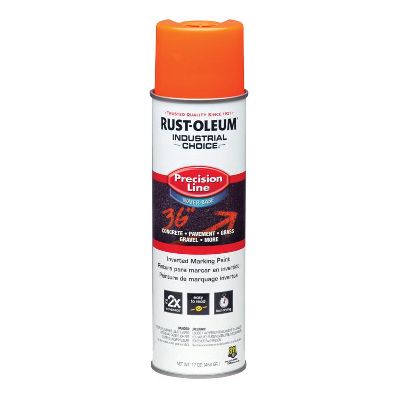 Rust-Oleum Industrial Choice Fluorescent Orange Inverted Marking Paint 17 oz, Pack of 6