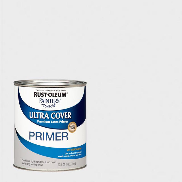 Rust-Oleum Painter's Touch Gray Flat Water-Based Acrylic Ultra Cover Primer 1 qt, Pack of 2
