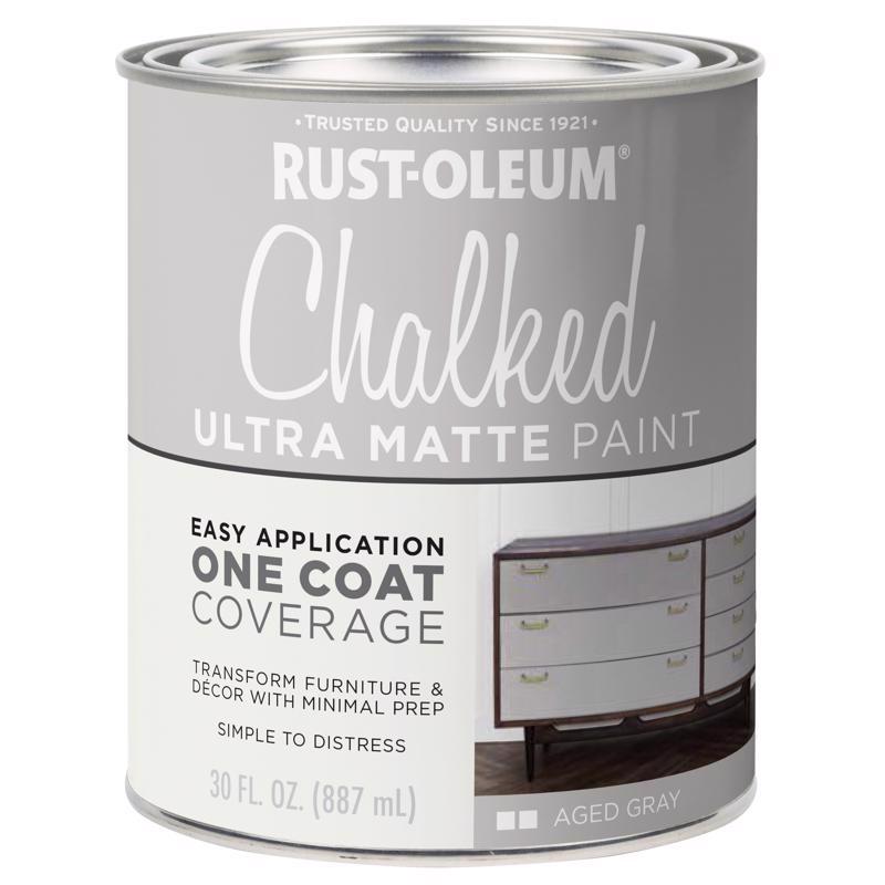 Rust-Oleum Chalked Ultra Matte Aged Gray Water-Based Acrylic Chalk Paint 30 oz, Pack of 2