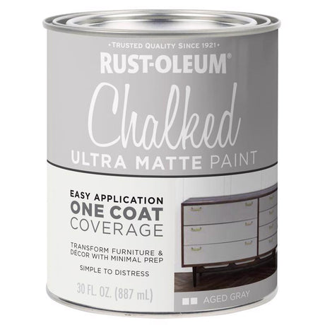 Rust-Oleum Chalked Ultra Matte Aged Gray Water-Based Acrylic Chalk Paint 30 oz, Pack of 2