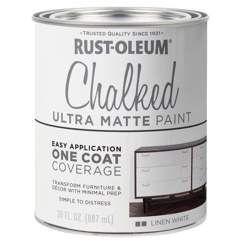 Rust-Oleum Chalked Ultra Matte Linen White Water-Based Acrylic Chalk Paint 30 oz, Pack of 2