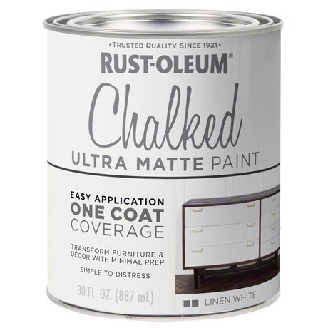 Rust-Oleum Chalked Ultra Matte Linen White Water-Based Acrylic Chalk Paint 30 oz, Pack of 2