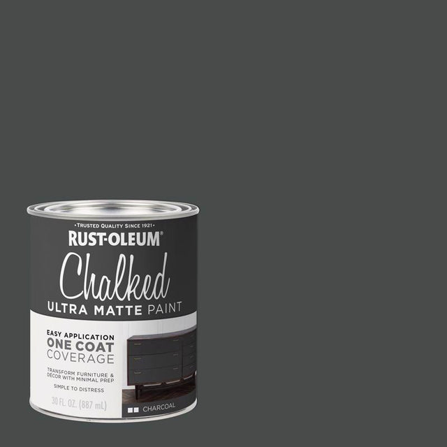 Rust-Oleum Chalked Ultra Matte Charcoal Water-Based Acrylic Chalk Paint 30 oz, Pack of 2