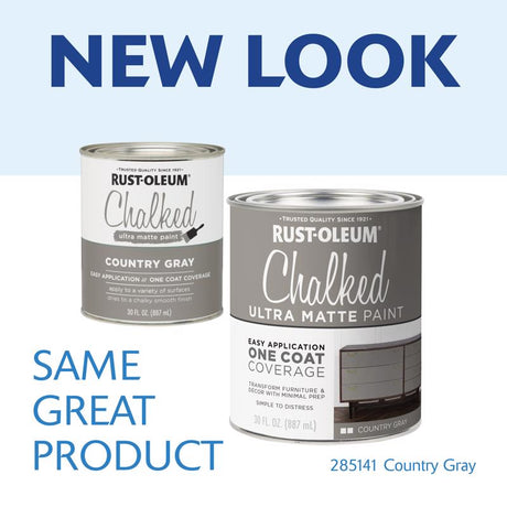 Rust-Oleum Chalked Ultra Matte Country Gray Water-Based Acrylic Chalk Paint 30 oz, Pack of 2