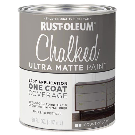 Rust-Oleum Chalked Ultra Matte Country Gray Water-Based Acrylic Chalk Paint 30 oz, Pack of 2