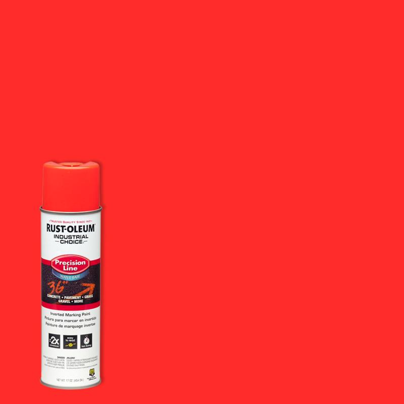 Rust-Oleum Industrial Choice Fluorescent Red-Orange Inverted Marking Paint 17 oz, Pack of 6