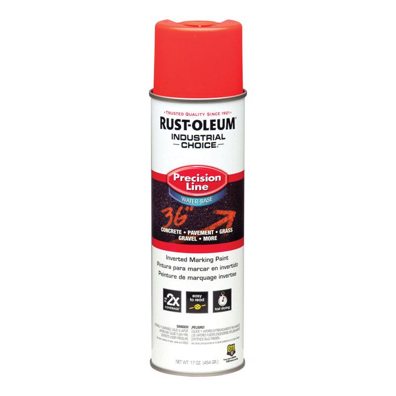 Rust-Oleum Industrial Choice Fluorescent Red-Orange Inverted Marking Paint 17 oz, Pack of 6