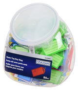 Vulcan YC0042 Name Tag Key Ring, Rectangle, Plastic, Blue/Green/Red/Yellow, Pack of 80