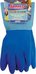 Spontex Clean 'N Chem 74043 Protective Gloves, XL, Latex, Blue