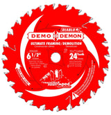 Diablo Demo Demon Amped D0624DA Circular Saw Blade, 6-1/2 in Dia, 5/8 in Arbor, 24-Teeth