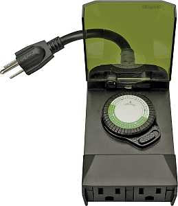 Woods 50011 Programmable Mechanical Timer, 15 A, 125 V, 1875 W, 24 hr Time Setting, 24 On/Off Cycles Per Day Cycle