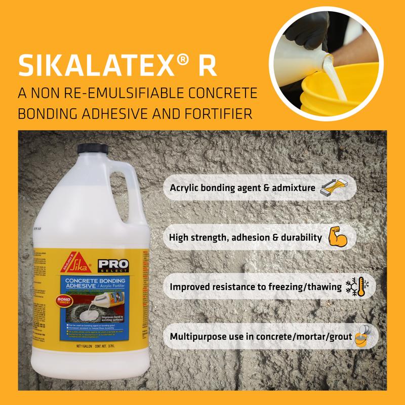 Sika Pro Select High Strength Acrylic Concrete Bonding Adhesive 1 gal, Pack of 4