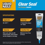 Liquid Nails Low Strength Rubber Clear Sealant 5.5 oz, Pack of 6